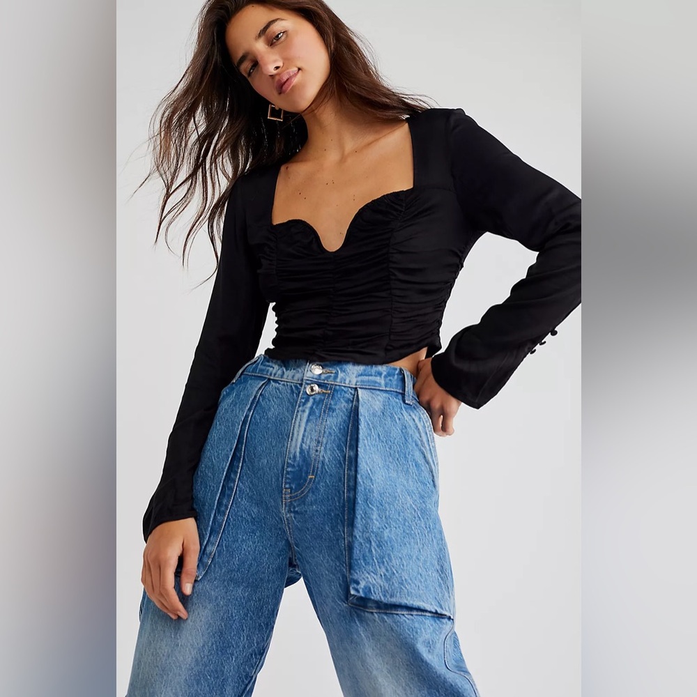FREE PEOPLE Samantha Ruched Corset Top